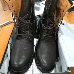 Fiorentini Baker Men Brown Distressed Leather Lace Up Boots Italy Size US 9